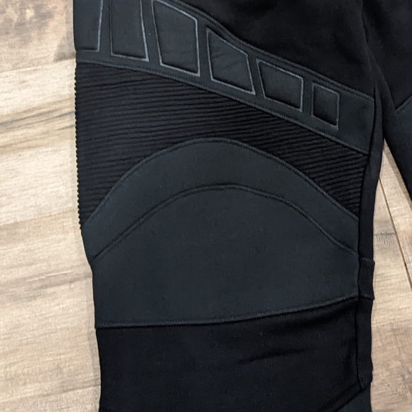 Mens BALMAIN Embossed Moto Jogger Pants Black Large - Picture 3 of 11
